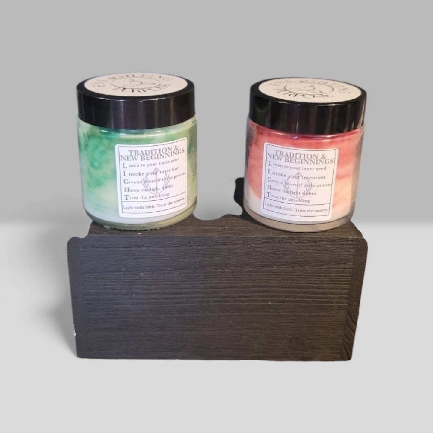 Tradition & New Beginnings Candle Set – Interactive Holiday & New Year Family Ritual | Gingerbread + Apple Cinnamon Soy Candles (2-4oz)