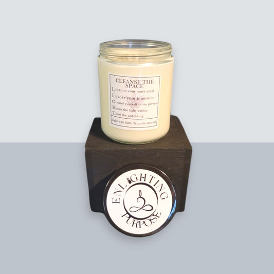 Cleanse the Space Intention Candle – Clary Sage Home Energy Cleanse | Purify, Reset & Refresh Soy Candle (4 & 8 oz)