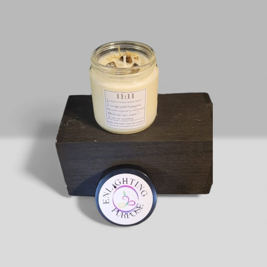 11:11 Intention Candle – 4 oz Synchronicity & Alignment Practice | Sweet Orange, Bergamot & Cedarwood for Focus & Flow