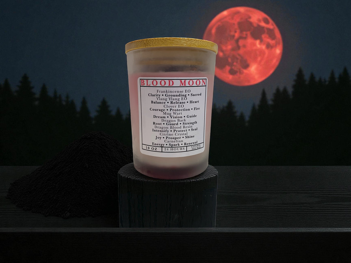 Blood Moon Intention Candle – Transformation, Shadow Work  (10 oz)